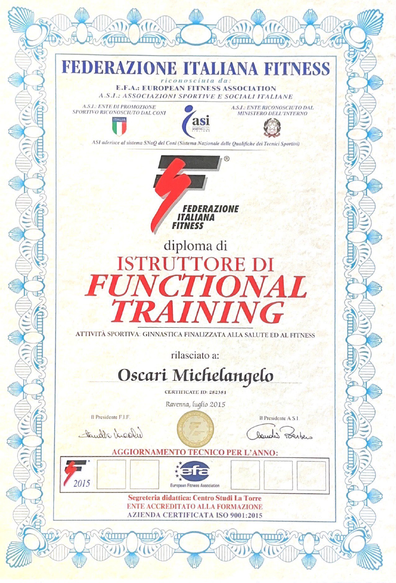 functional training - attestato